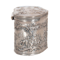 Antique Dutch Repousse Sterling Silver Heart Shaped Trinket Box Tea Caddy 1890