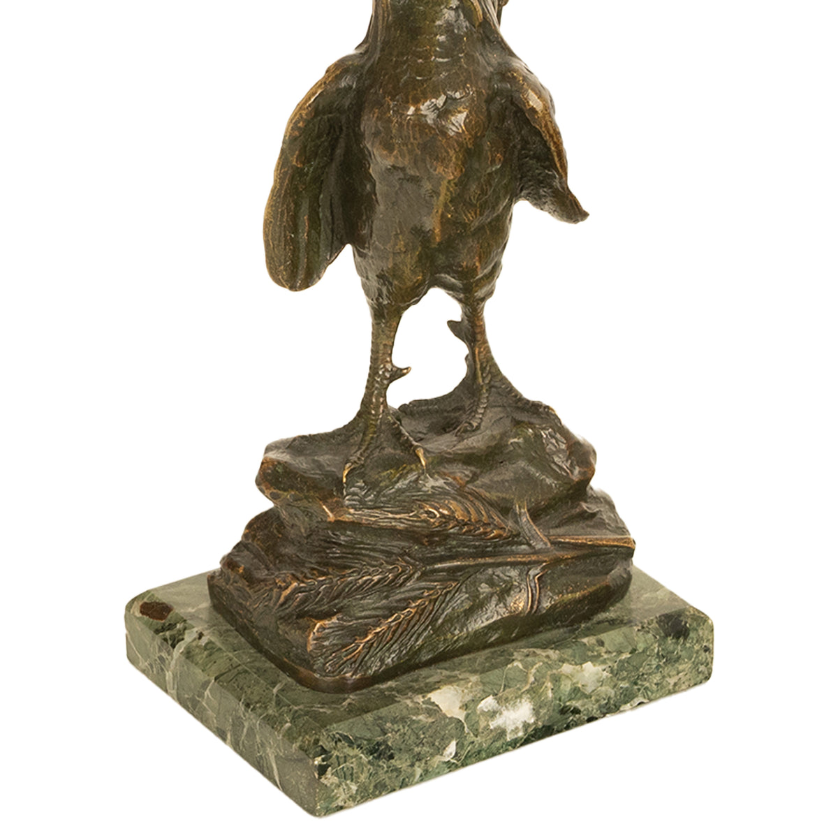Antique French Bronze Animalier Sculpture Statue Rooster Cockerel Chicken by Louis-Albert Carvin, 1900