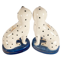 Pair Antique 19th Century Staffordshire Dalmatian Pottery Dog Figurines 1850