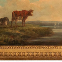 19th Century Oil Painting Pastoral Luminist Romantic Highland Cows Paris Ex-Christie's by Henry Milbourne, 1815