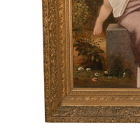 Large Antique French 19th Century Oil Canvas Painting "Hearts Awakening" Cherubs by William-Adolphe Bouguereau, 1892