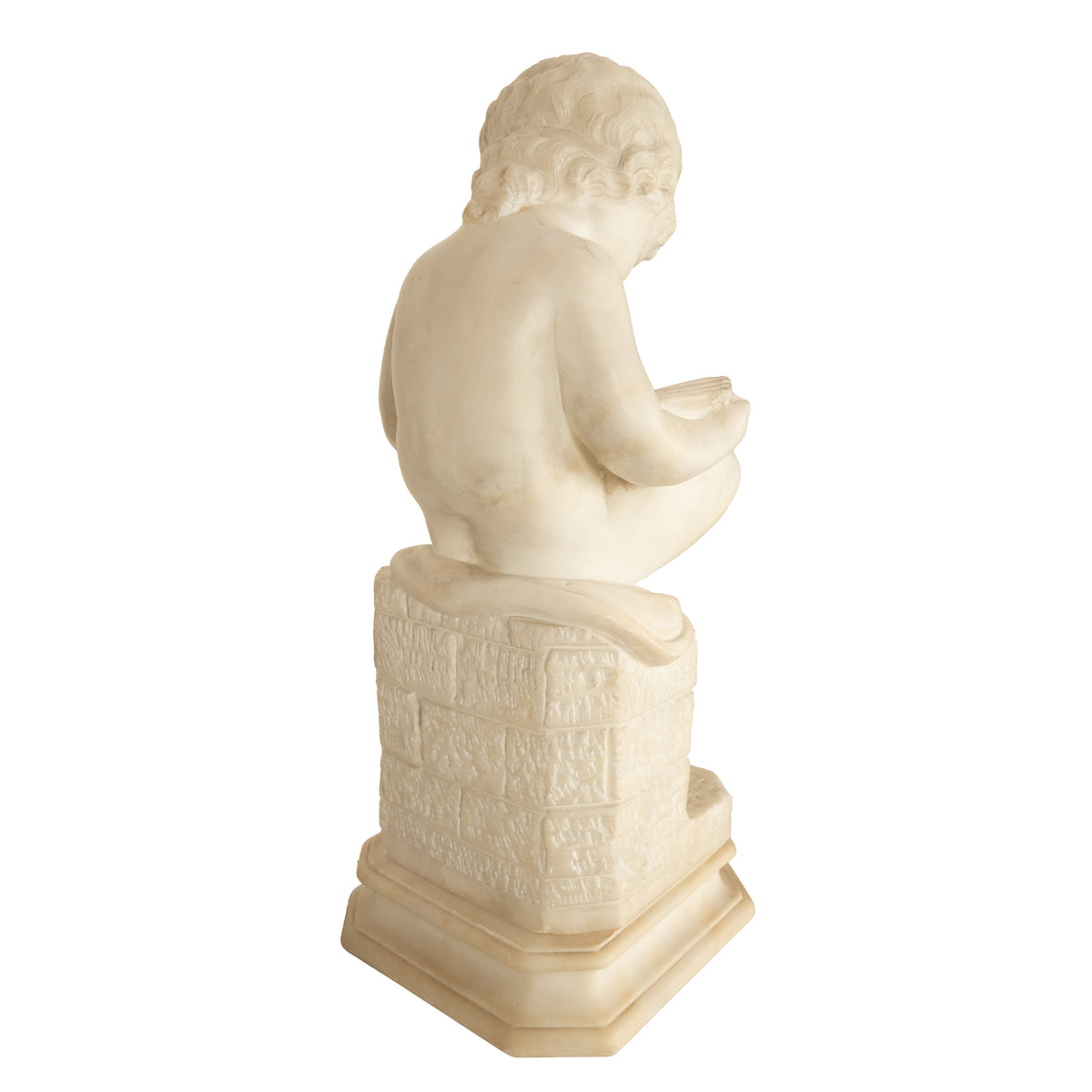 Antique Italian Grand Tour Marble Sculpture Statue Pedestal Putto Child Reading Antonio Canova 1890