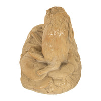 Antique French Sevres Terracotta Ceramic Monkey Snail Animalier Statue Sculpture by Emmanuel Fremiet, 1905