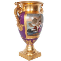 Pair Antique French Paris Porcelain Hand-painted Dog Vases by Darte Frères 1810