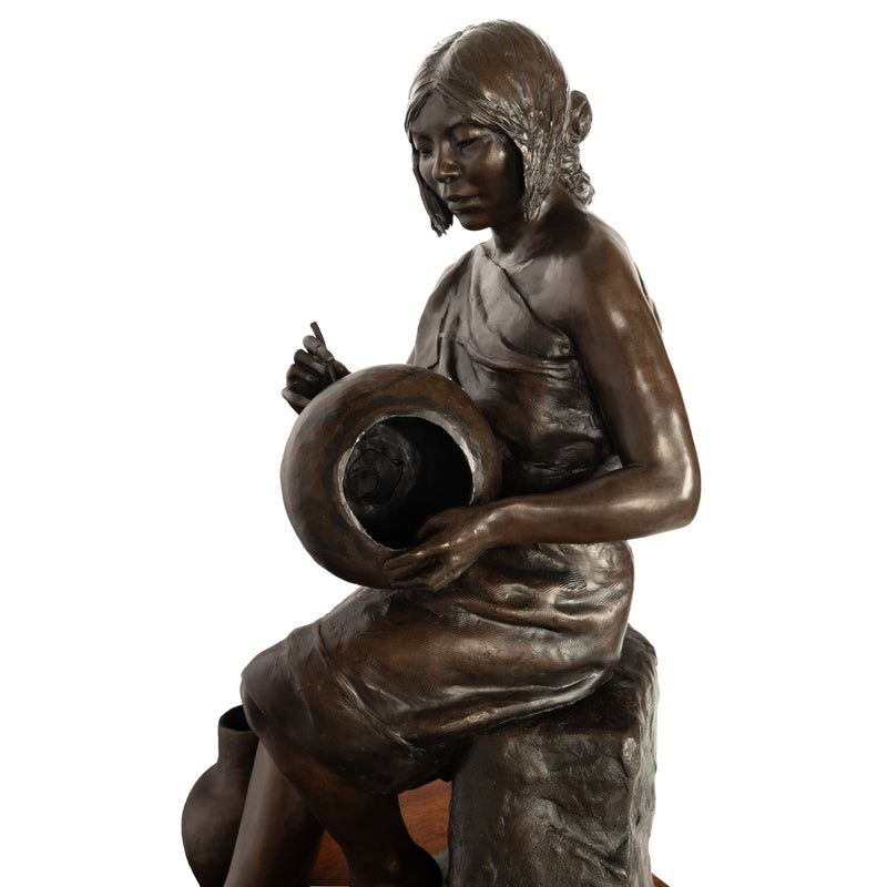 The Potter of Zia Bronze Sculpture Statue Young Native Pueblo Woman New Mexico by Glenna Goodacre