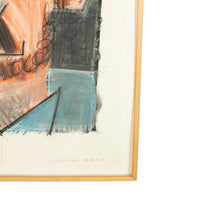 American Cubist Gouache & Pastel Portrait Painting of Robert Lerner Chicago by Michael Hurson  1980