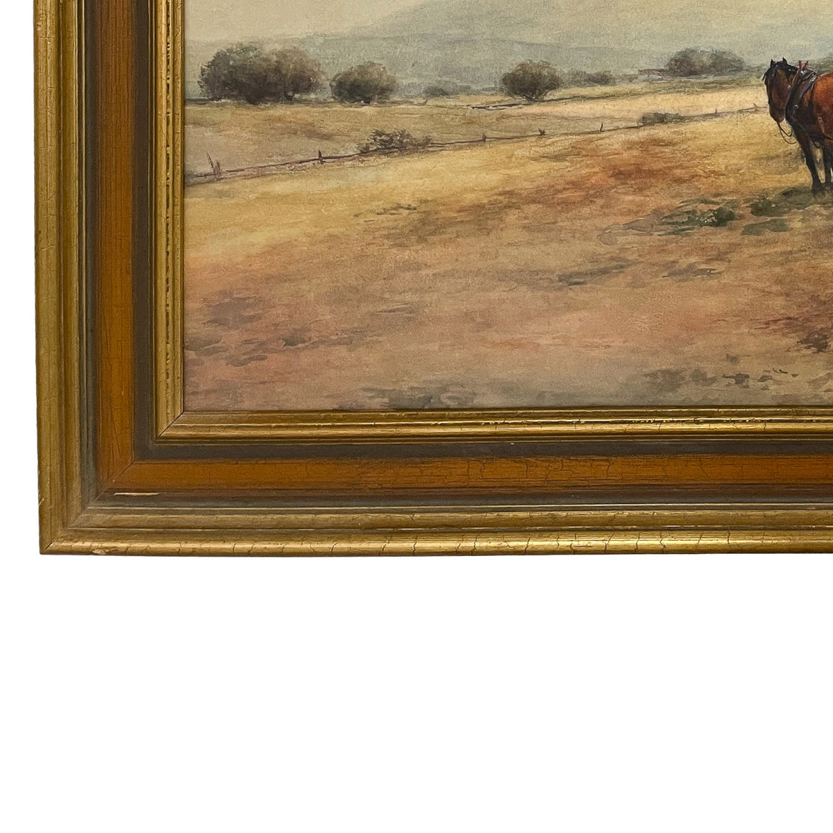 Antique American Watercolor Painting Bucks County Pennslyvania Horses Farm by Frank F. English 1910