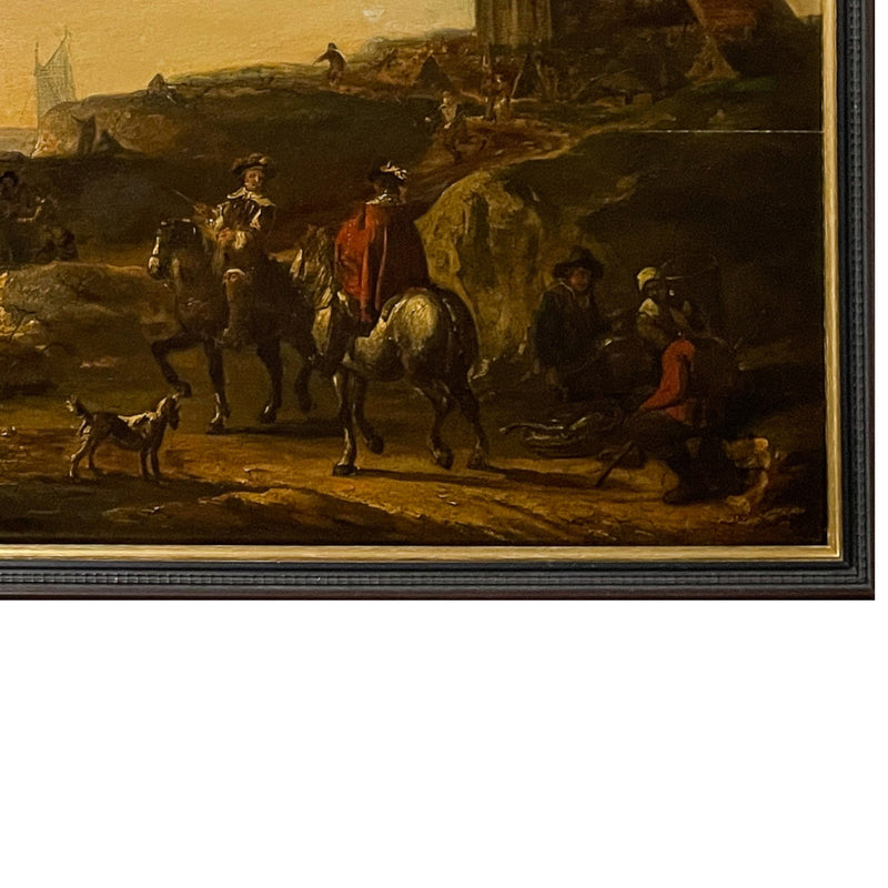 Antique 17th Century Large Dutch Old Master Oil on Panel Landscape Painting Jan Van Goyen 1650