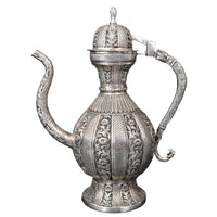 Large Antique Islamic Persian Qajar Period Ottoman Engraved Silver Ewer Pitcher 1880