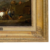 Flemish Early 17th Century Old Master Oil on Panel Painting Hunting Scene By by Peter Van Lint, 1620