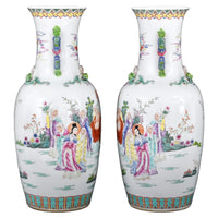 Monumental Pair of Antique Chinese Qing Dynasty (1644-1912) Famille Rose Porcelain Vases