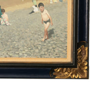 Irish Modernist Oil on Canvas Painting "Young Bathers" Children on the Beach  by Henry Robertson Craig