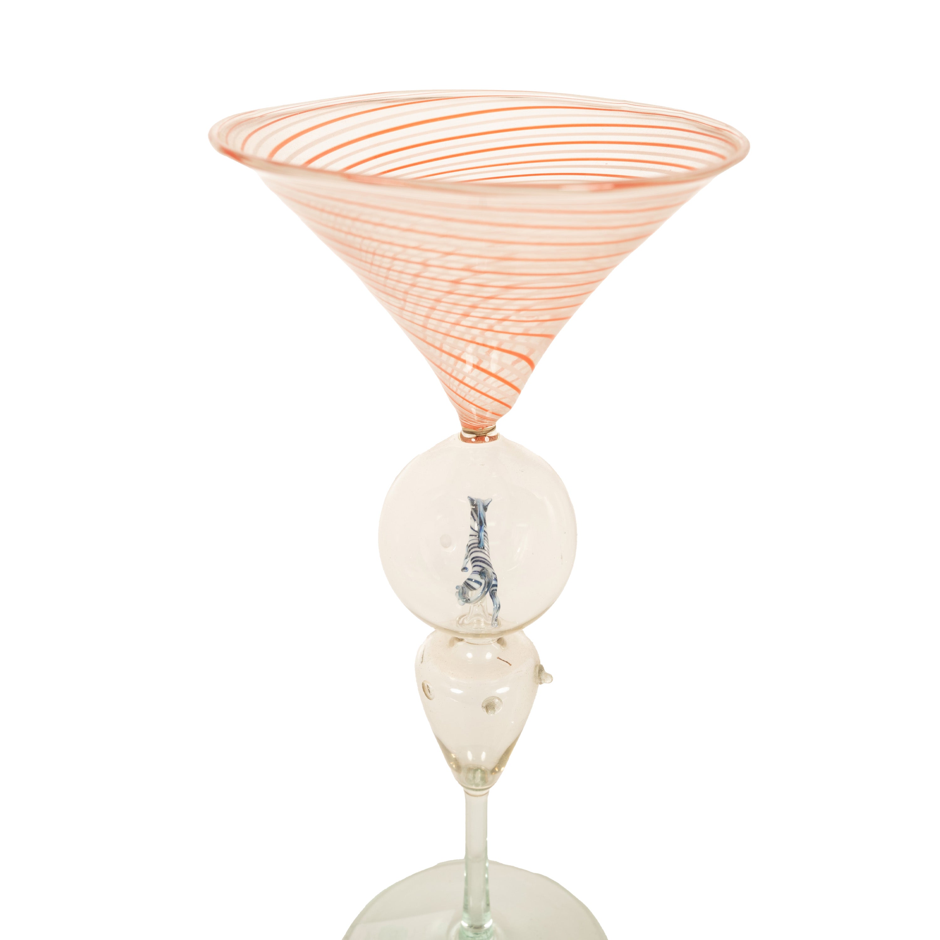 Antique Set 3 Handblown Martini Glasses Animals Bimini Werkstätte