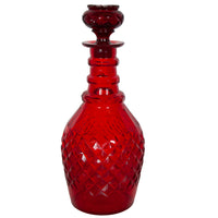Antique Austrian Bohemian Red Cut Glass Wine Liquor Decanters & Stoppers 1880