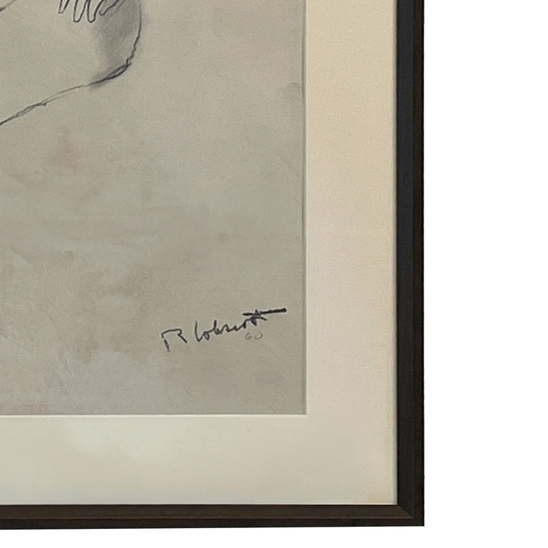 Original Signed & Dated Female Nude Drawing African American Expressionist by Robert Colescott, 1960
