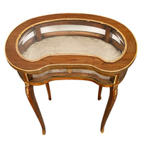 Antique 19thC French Louis XV Ormolu & Walnut Bijouterie Jewelry Table Vitrine, 1880