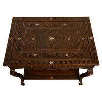 Antique Islamic Moorish Arab Mother-of-Pearl Inlaid & Carved Table Damascus 1890