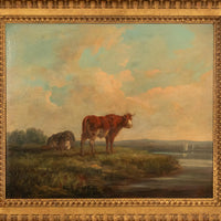 19th Century Oil Painting Pastoral Luminist Romantic Highland Cows Paris Ex-Christie's by Henry Milbourne, 1815