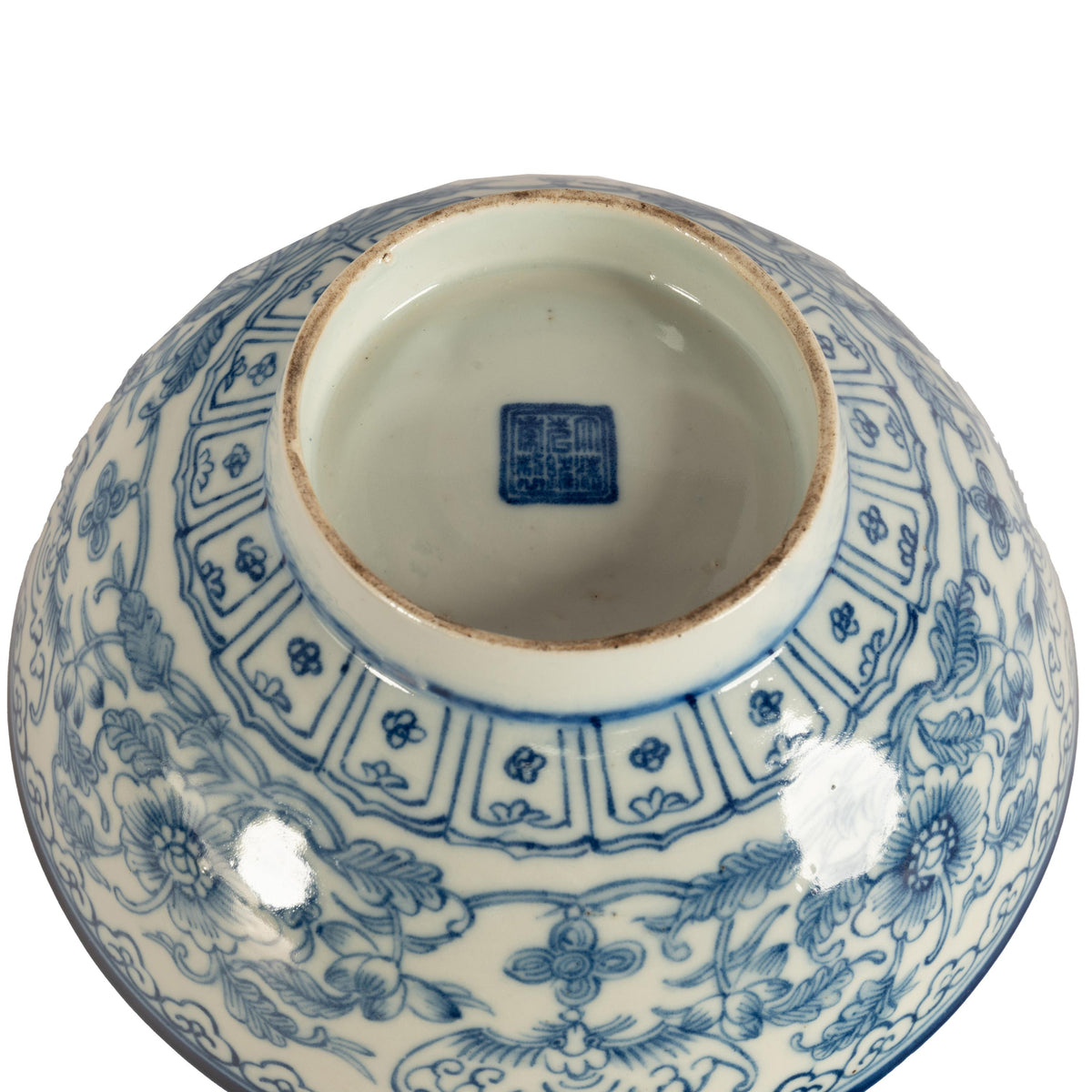 Antique Chinese 18thC Style Qianlong Qing Dynasty Blue White Porcelain Bowl 1880