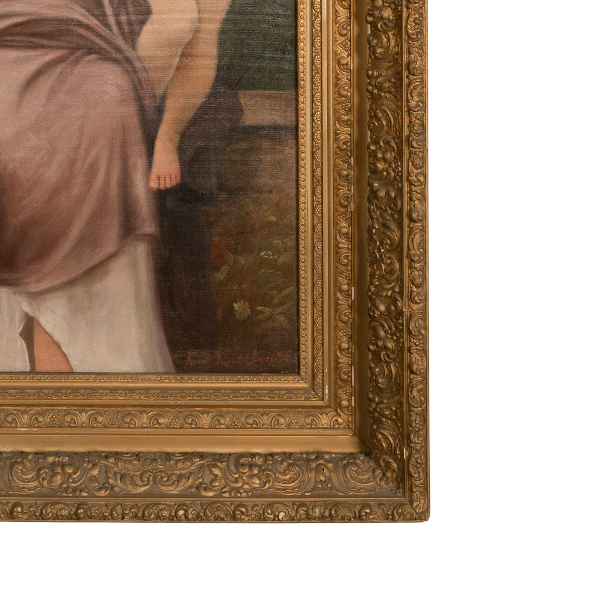 Large Antique French 19th Century Oil Canvas Painting "Hearts Awakening" Cherubs by William-Adolphe Bouguereau, 1892