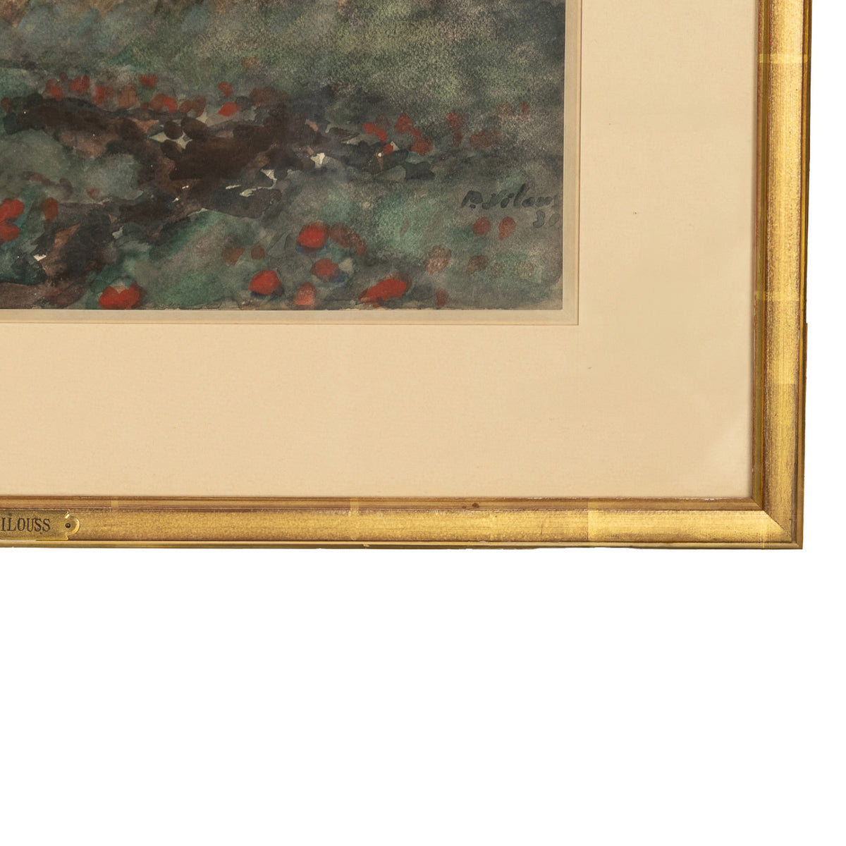 Russian French Impressionist Watercolor Gouache Landscape with Geese Painting by Pyotr Alexandrovich Nilus 1930