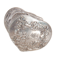 Antique Dutch Repousse Sterling Silver Heart Shaped Trinket Box Tea Caddy 1890
