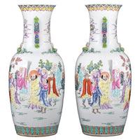 Monumental Pair of Antique Chinese Qing Dynasty (1644-1912) Famille Rose Porcelain Vases