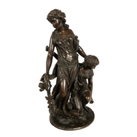 Antique French Neoclassical Rococo Bronze Figural Group of Wine Bacchantes by Clodion 1762