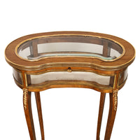 Antique 19thC French Louis XV Ormolu & Walnut Bijouterie Jewelry Table Vitrine, 1880
