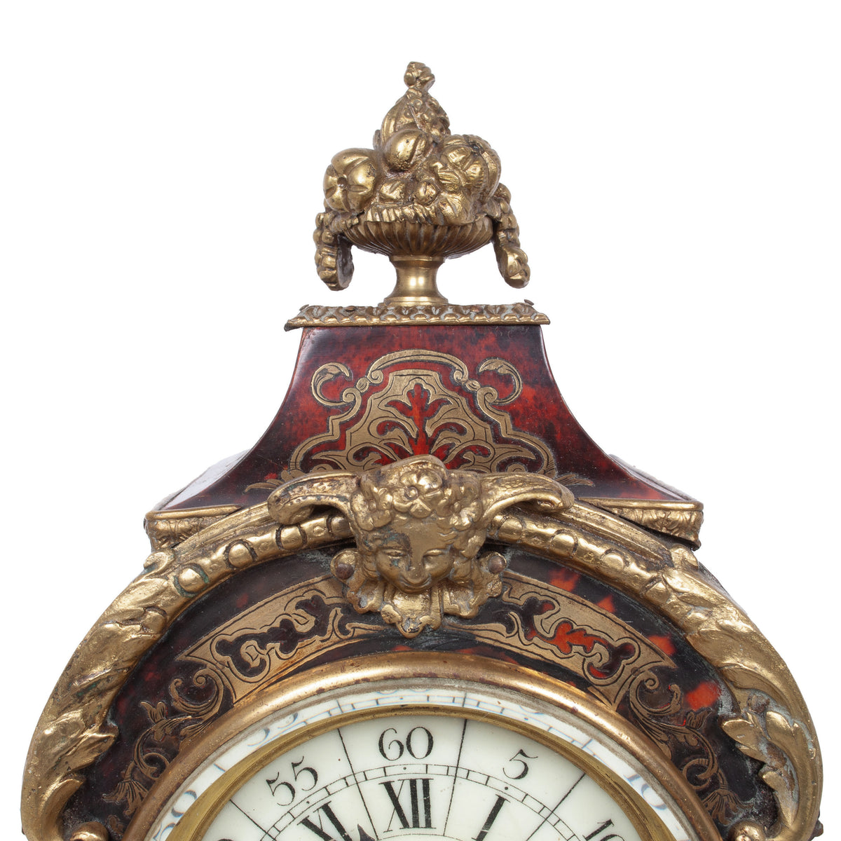 Antique French Tortoiseshell & Brass Inlaid Boulle Ormolu 8 Day Clock Paris 1880
