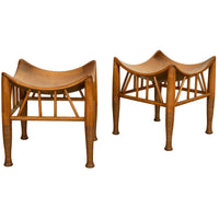 Pair Antique Thebes Egyptian Revival Arts & Crafts Stools Liberty & Co 1900