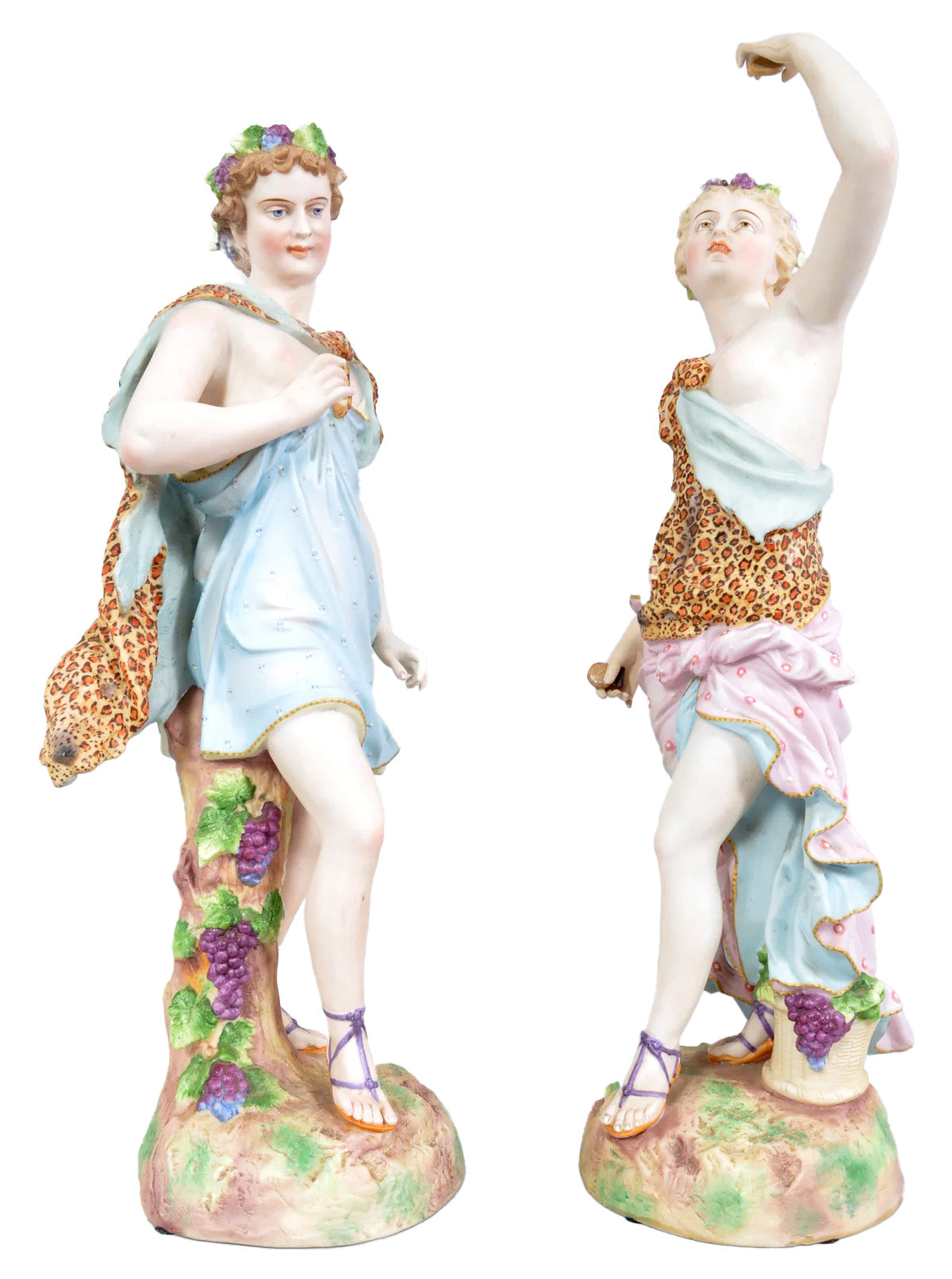 Fine and Large Pair of Antique Continental Porcelain Bisque Figurines of Adam and Eve, Circa 1870