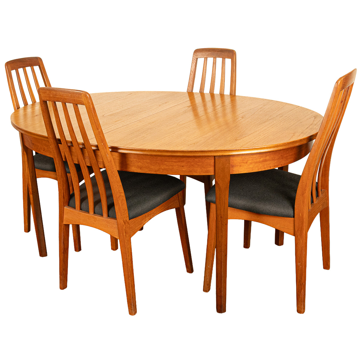 Mid Century Modern Danish Style Teak Butterfly Leaf Extending Dining Table 1960