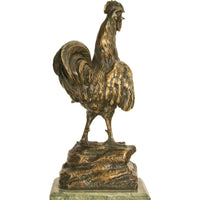 Antique French Bronze Animalier Sculpture Statue Rooster Cockerel Chicken by Louis-Albert Carvin, 1900