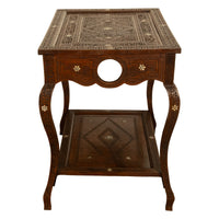 Antique Islamic Moorish Arab Mother-of-Pearl Inlaid & Carved Table Damascus 1890