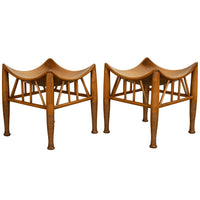 Pair Antique Thebes Egyptian Revival Arts & Crafts Stools Liberty & Co 1900