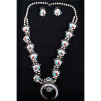 Zuni Pueblo Inlaid Silver Sunface Necklace Bracelet Ring by Burdian Eustace 1960
