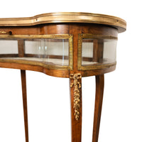 Antique 19thC French Louis XV Ormolu & Walnut Bijouterie Jewelry Table Vitrine, 1880