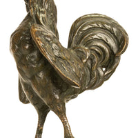 Antique French Bronze Animalier Sculpture Statue Rooster Cockerel Chicken by Louis-Albert Carvin, 1900