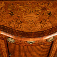 Pair Antique 18thC French Louis XV Inlaid Marquetry Ormolu Tambour Cabinets 1780