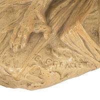 Antique French Sevres Terracotta Ceramic Monkey Snail Animalier Statue Sculpture by Emmanuel Fremiet, 1905