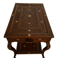 Antique Islamic Moorish Arab Mother-of-Pearl Inlaid & Carved Table Damascus 1890