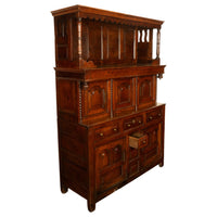 Antique Early 18th Century Carved Oak Welsh Cwpwrdd Tridarn Cupboard Cabinet 1730