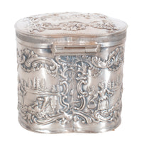 Antique Dutch Repousse Sterling Silver Heart Shaped Trinket Box Tea Caddy 1890