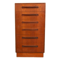 Mid Century Modern Danish G Plan Teak Tall Dresser Chest Six Drawers Fresco 1966