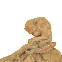 Antique French Sevres Terracotta Ceramic Monkey Snail Animalier Statue Sculpture by Emmanuel Fremiet, 1905