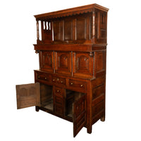 Antique Early 18th Century Carved Oak Welsh Cwpwrdd Tridarn Cupboard Cabinet 1730