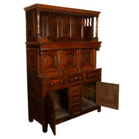 Antique Early 18th Century Carved Oak Welsh Cwpwrdd Tridarn Cupboard Cabinet 1730