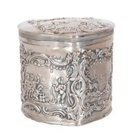 Antique Dutch Repousse Sterling Silver Heart Shaped Trinket Box Tea Caddy 1890