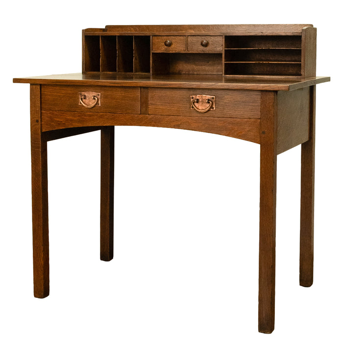 Antique American Arts & Crafts Mission Oak Gustav Stickley Postcard Desk 1905